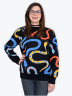 Hissy Fit Sweater, black with allover multicolor snake print (view 2)