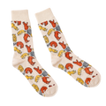 Hot Rat King Summer Socks, cream white crew socks with an orange rat king print