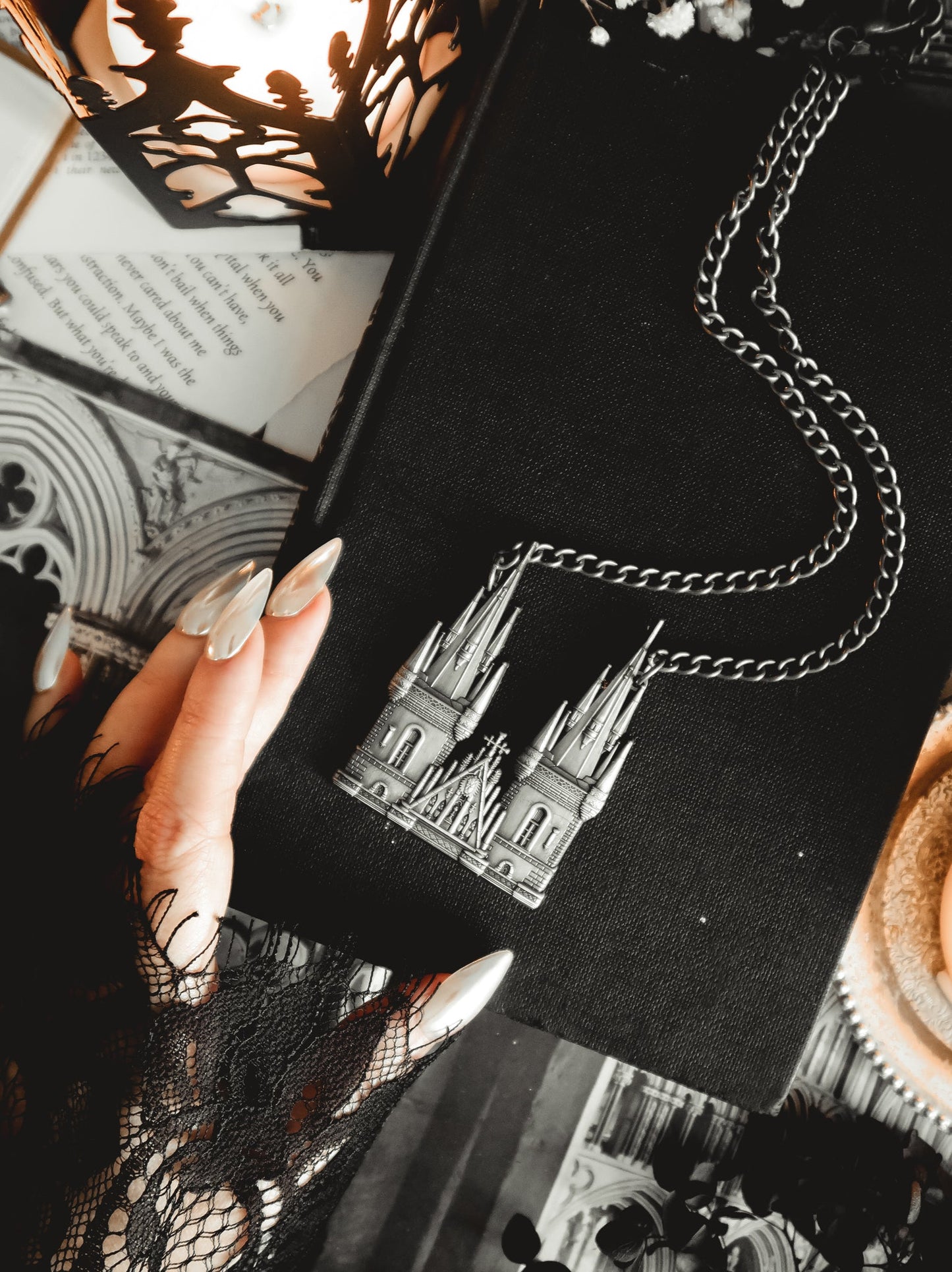 Tyn Cathedral antique silver statement necklace by The Pretty Cult