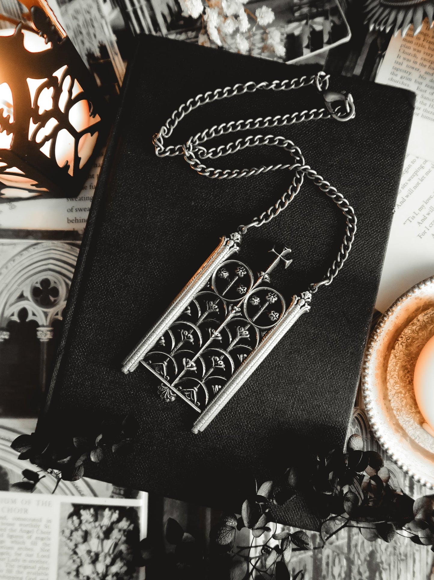 Rotunda Relic antique silver gate pendant on a 16 inch chain