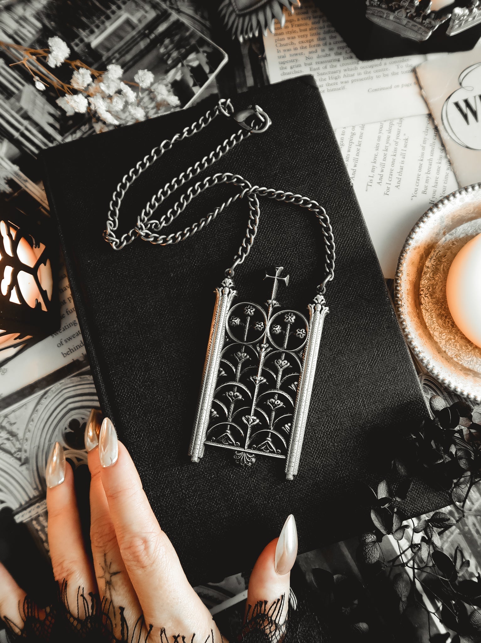Rotunda Relic antique silver gate pendant necklace by The Pretty Cult