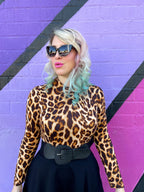 She Bites Leopard Mock Neck Top
