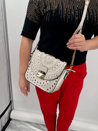Celestial Star crystal crossbody bag in black, by Pinup Girl Clothing