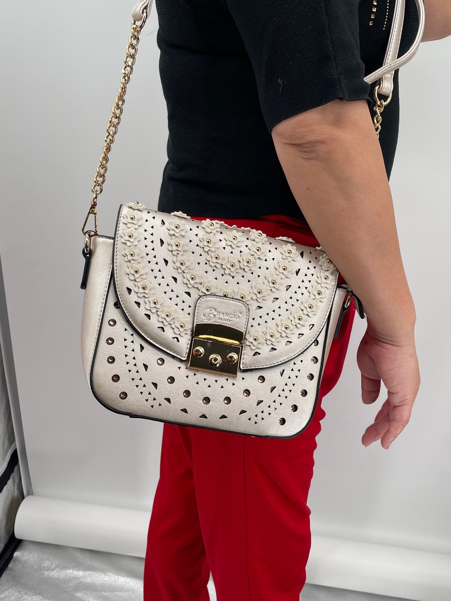 Celestial Star crystal crossbody bag in pewter grey, by Pinup Girl Clothing