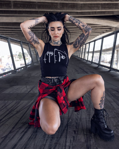 Van Helsing cropped tank in black shown in a larger size