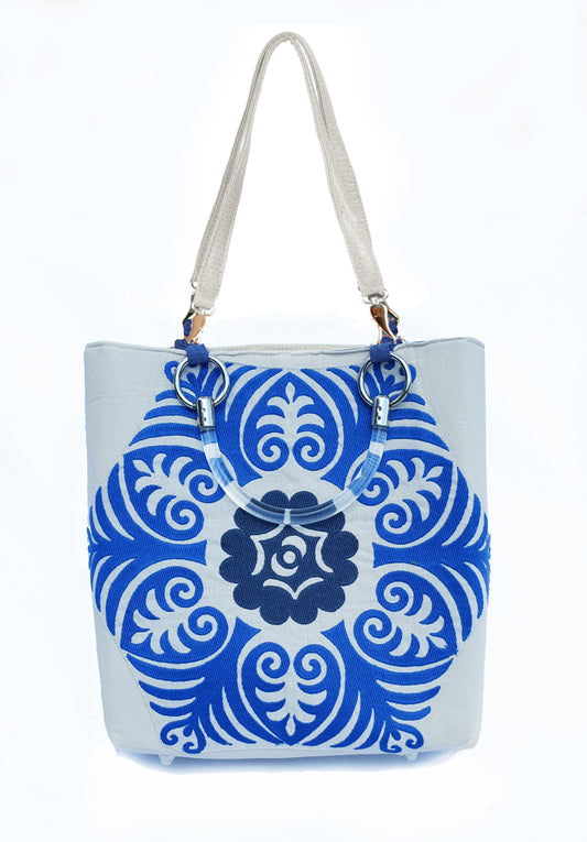 Suzani Silk Blue Small Tote