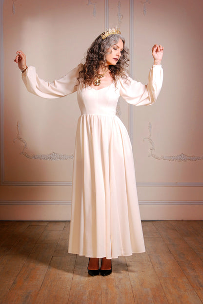 Lucrezia Renaissance Maxi Gown in Ivory White