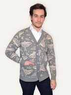 Luna Moth Cardigan, sage green luna moth print (view 4)