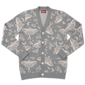 Luna Moth Cardigan, sage green luna moth print