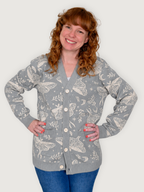 Luna Moth Cardigan, sage green luna moth print (view 3)