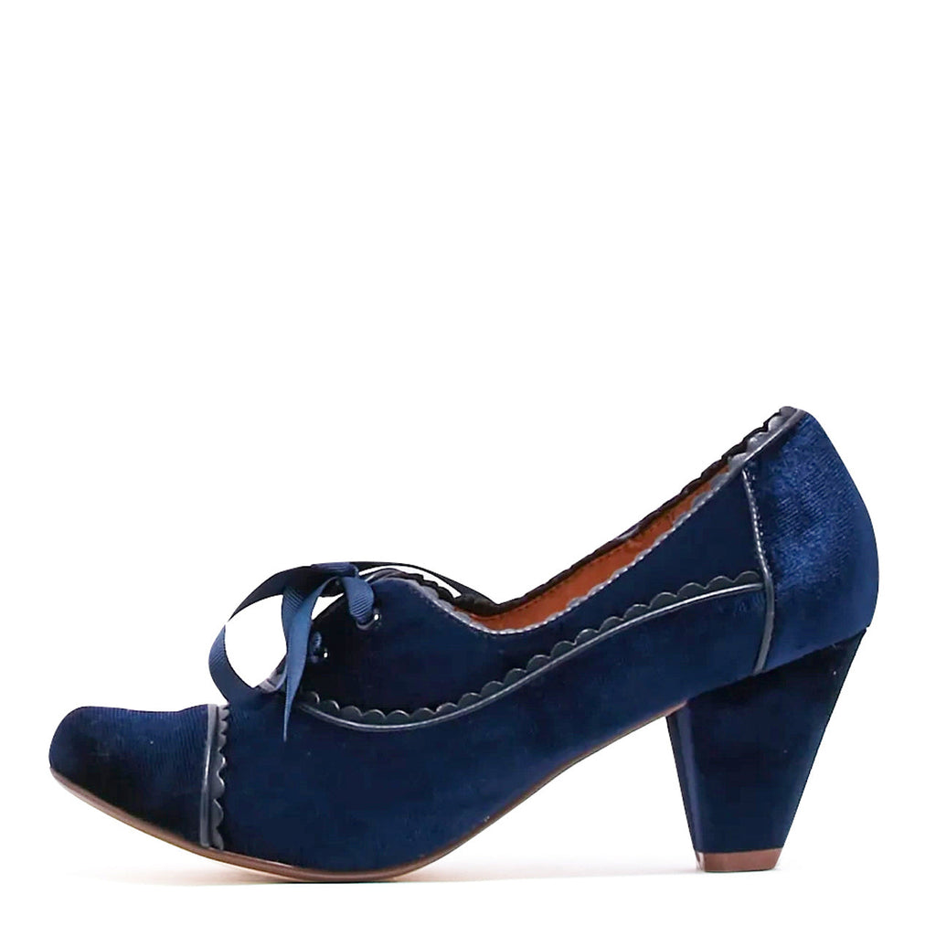 Madison Velvet Retro Heels in navy by Pinup Girl Clothing