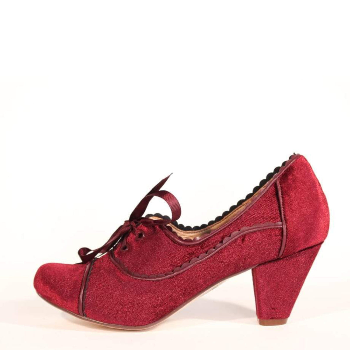 Madison Velvet Retro Heels in burgundy by Pinup Girl Clothing
