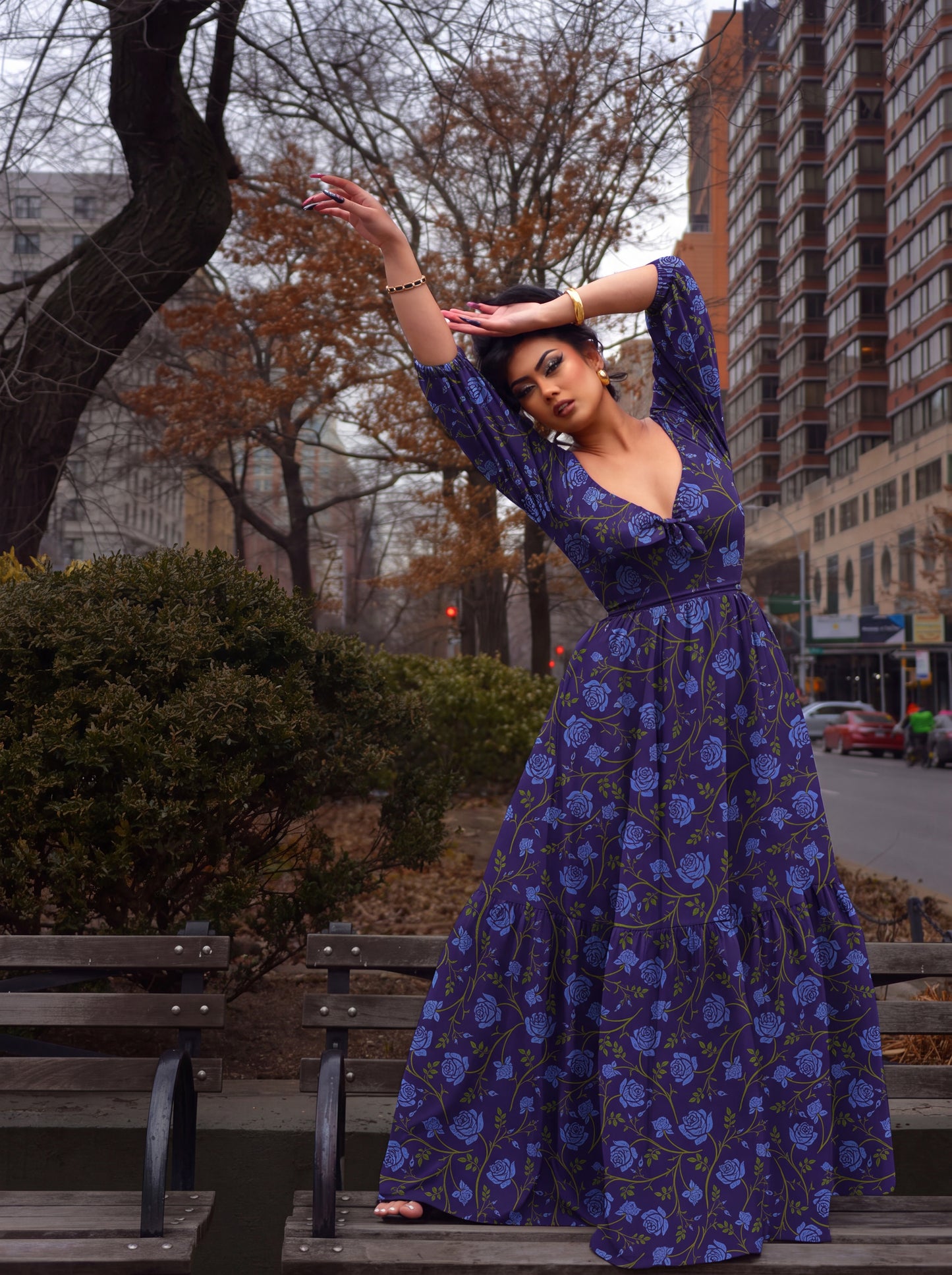 Molly Maxi in Blue Rose Silhouette