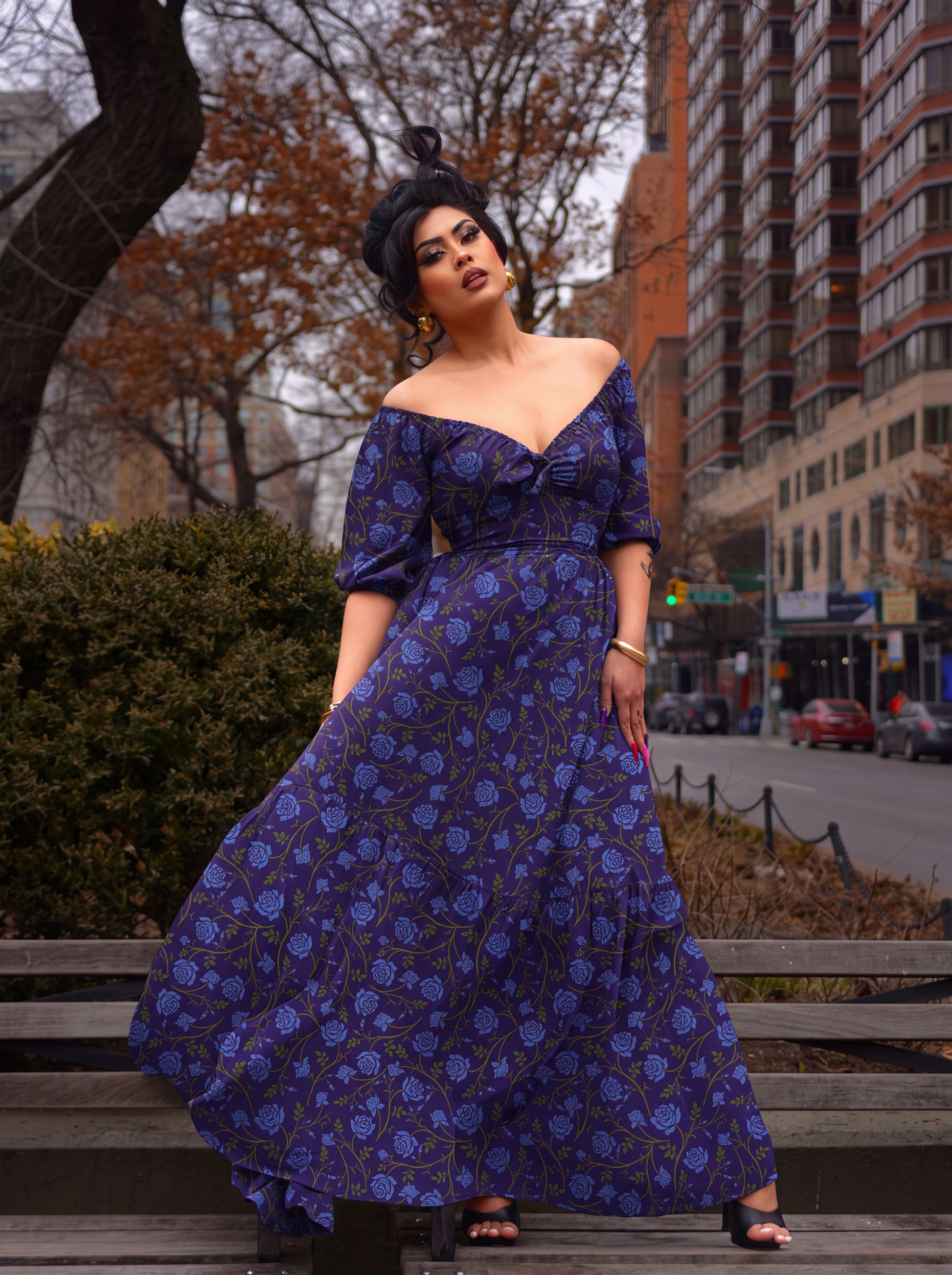 Molly Maxi Dress, Blue Rose Silhouette