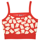 Nothing but the Tooth Crop Top, red with cream tooth print