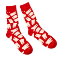 Nothing but the Tooth Socks, red crew socks with a cream white tooth print