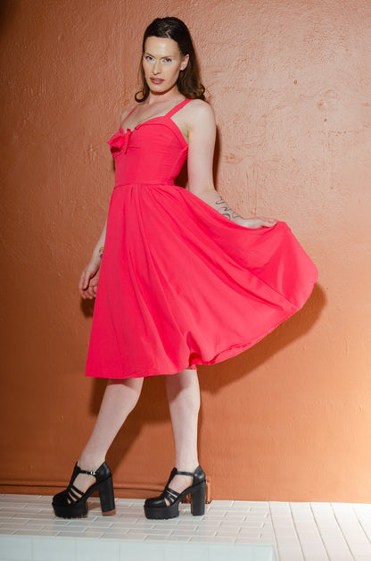 Linda Dress in Solid Coral | Pinup Couture