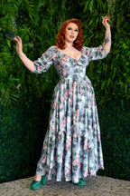 Molly 70s Floral Vintage Maxi Gown in J'adore Paris Bella Roses Print