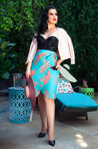 Serena Tulip Wiggle Tie Skirt in Aqua Palm Print | Laura Byrnes