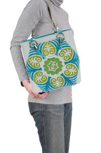 Suzani Teal Silk Small Tote