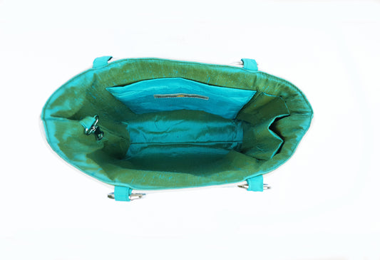 Suzani Teal Silk Small Tote