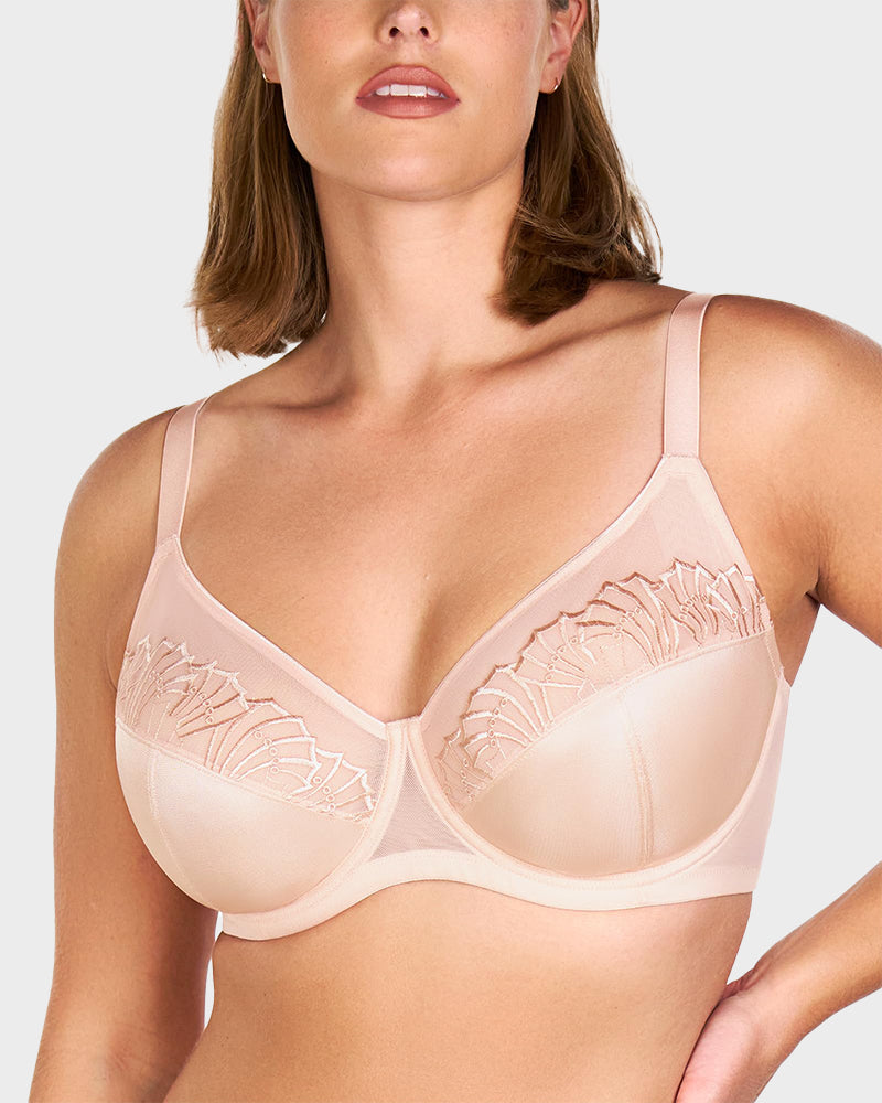 Plus-Size Pearl Shimmer Lace Minimizer Bra | 2 Colors | SheCurve