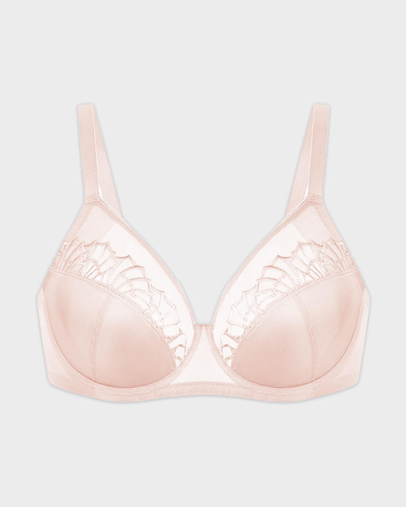 Plus-Size Pearl Shimmer Lace Minimizer Bra | 2 Colors | SheCurve