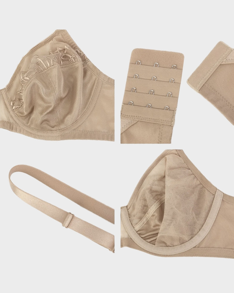 Plus-Size Pearl Shimmer Lace Minimizer Bra | 2 Colors | SheCurve