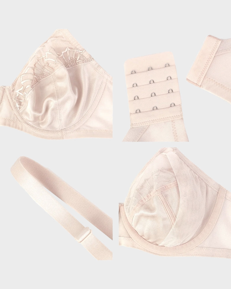 Plus-Size Pearl Shimmer Lace Minimizer Bra | 2 Colors | SheCurve