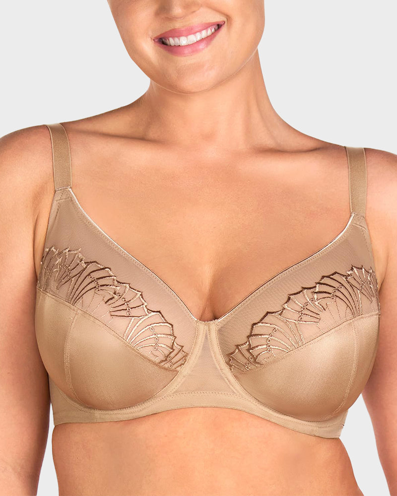 Plus-Size Pearl Shimmer Lace Minimizer Bra | 2 Colors | SheCurve
