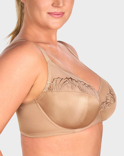 Plus-Size Pearl Shimmer Lace Minimizer Bra | 2 Colors | SheCurve