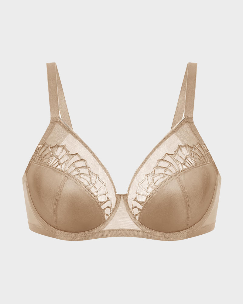 Plus-Size Pearl Shimmer Lace Minimizer Bra | 2 Colors | SheCurve