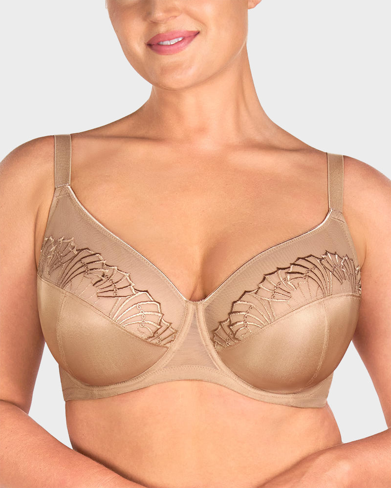 Plus-Size Pearl Shimmer Lace Minimizer Bra | 2 Colors | SheCurve