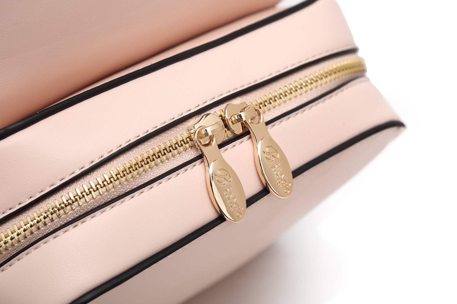Hardware and zipper detail on the black crystal mini backpack purse