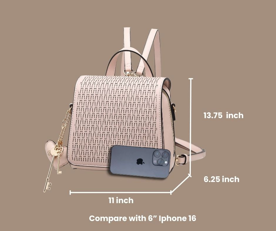 Sacred Heart crystal bag worn as a backpack