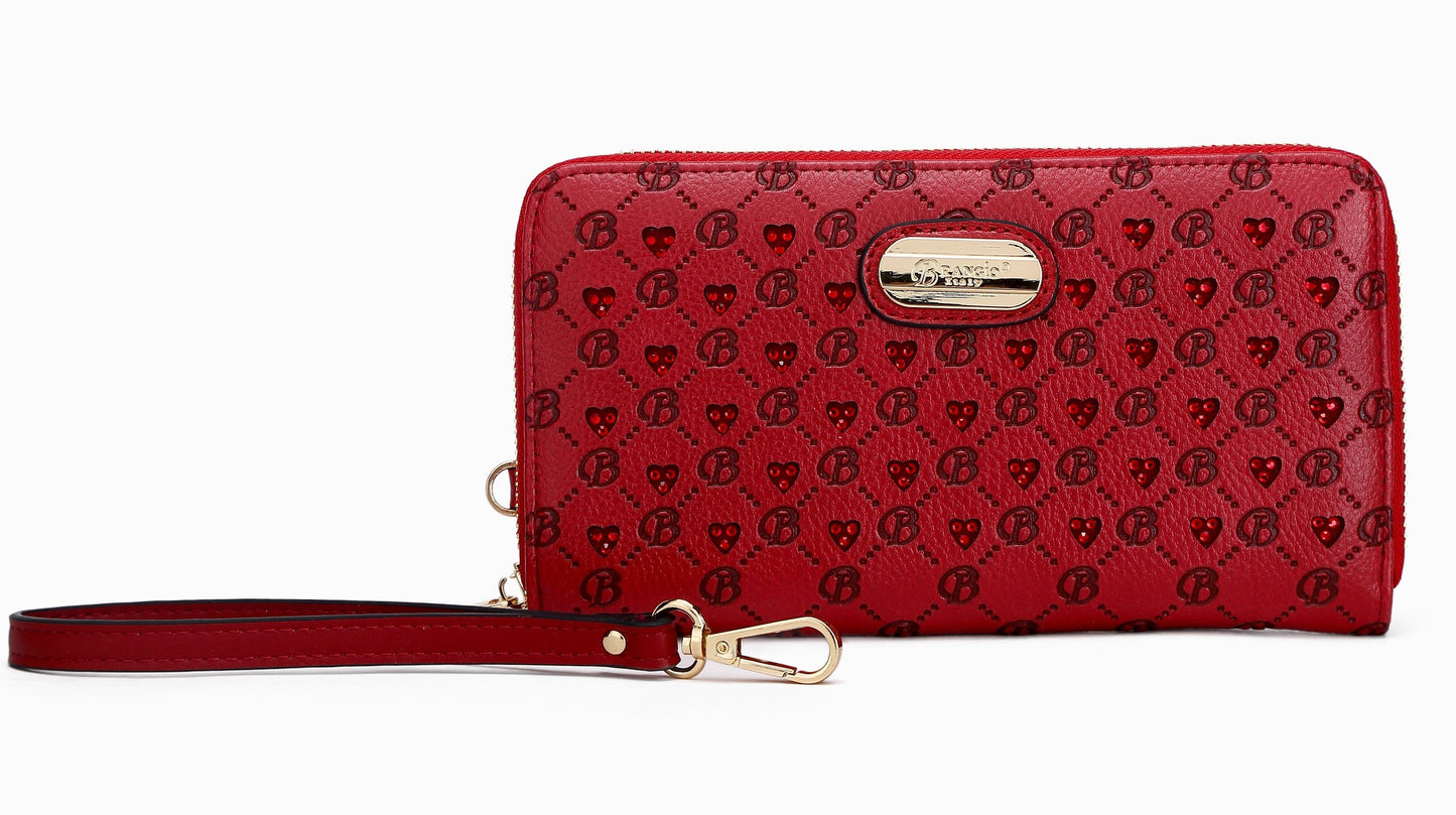 Millionaire crystal wristlet wallet in red, by Pinup Girl Clothing