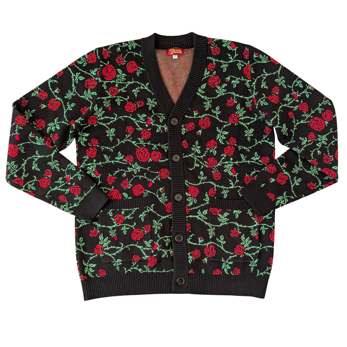 Rose & Thorn Cardigan, rose and thorn print