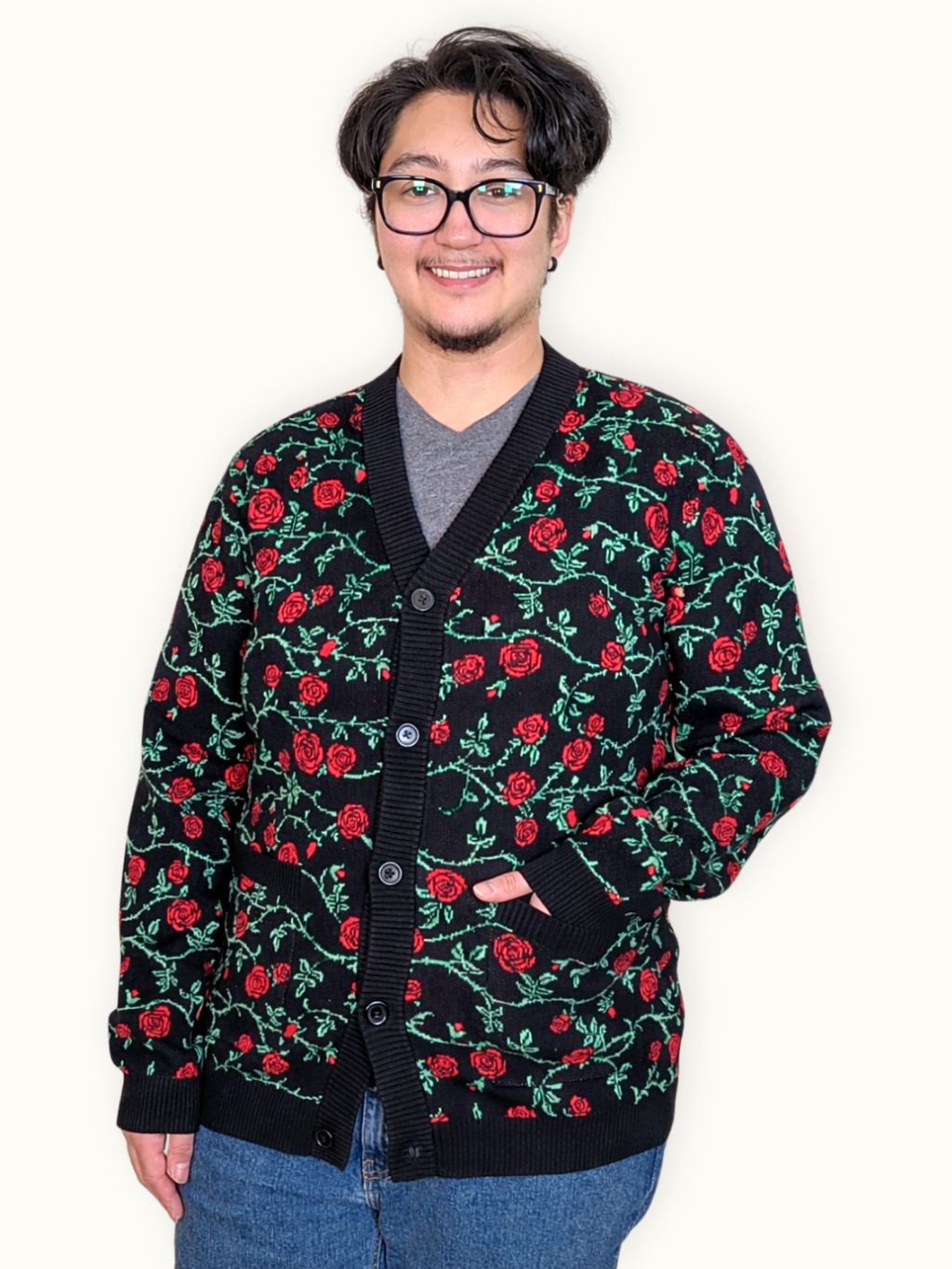 Rose & Thorn Cardigan, rose and thorn print (view 2)