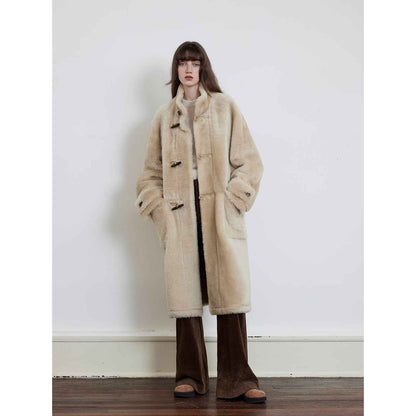 Fireladyfur Women's Long Sheepskin Jacket With Stand Collar “Dreamer” | 2 Colors