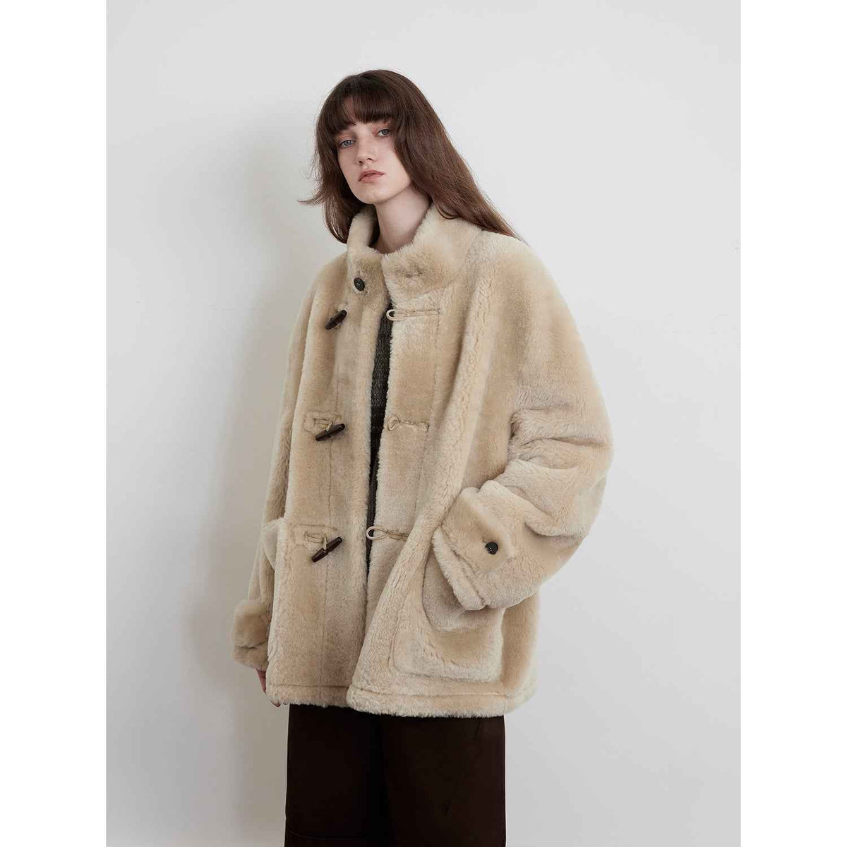 Dreamer Sheepskin Jacket With Stand Collar | 2 Colors, 2 Lengths | Fireladyfur