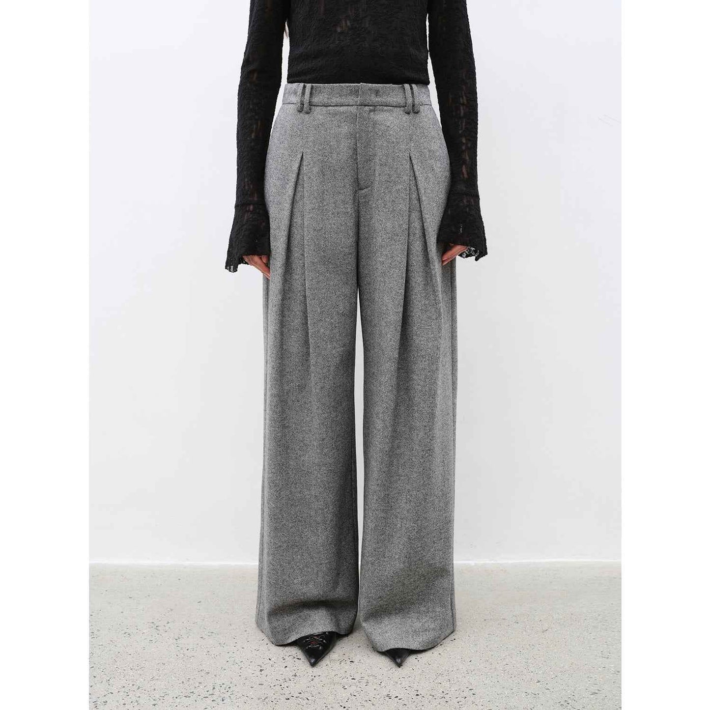 City Stroll Wool-Blend Wide-Leg Trousers | 4 Colors | Fireladyfur