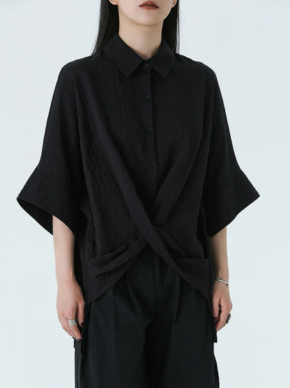 Marga Short Sleeve Blouse in Black | Marigold Shadows