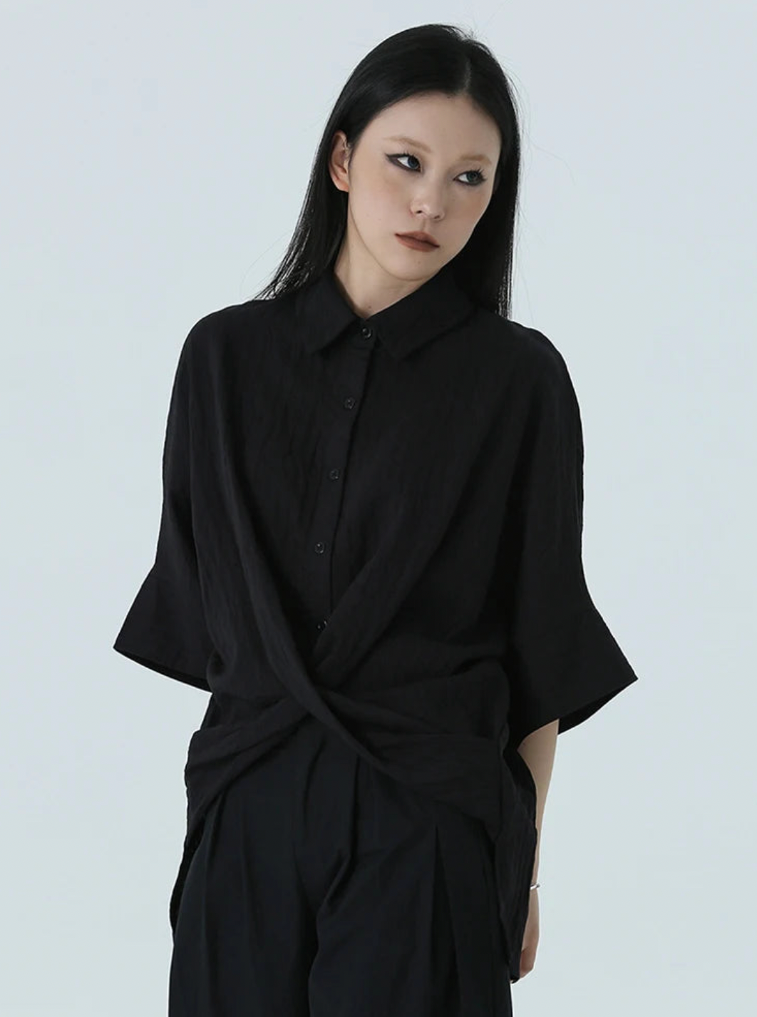 Marga Short Sleeve Blouse in Black | Marigold Shadows