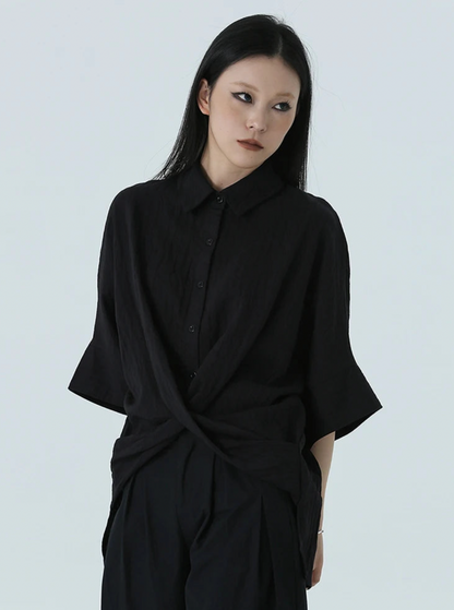 Marga Short Sleeve Blouse in Black | Marigold Shadows