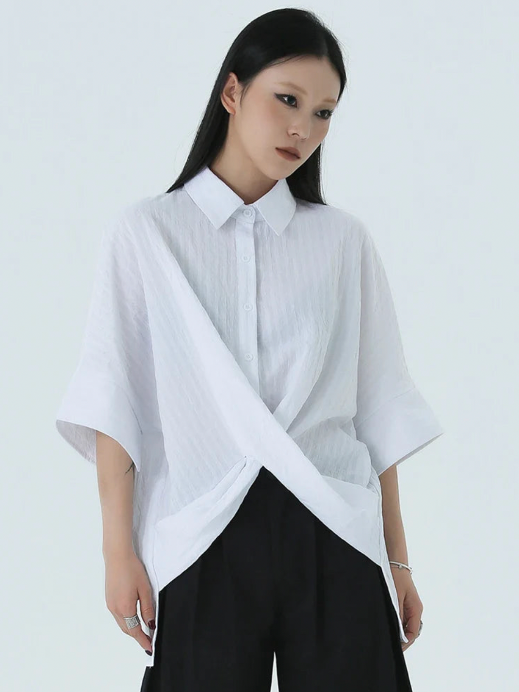 Marga Short Sleeve Blouse in White | Marigold Shadows