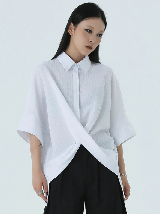 Marga Short Sleeve Blouse in White | Marigold Shadows