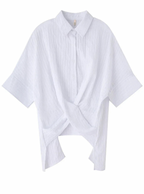 Marga Short Sleeve Blouse in White | Marigold Shadows