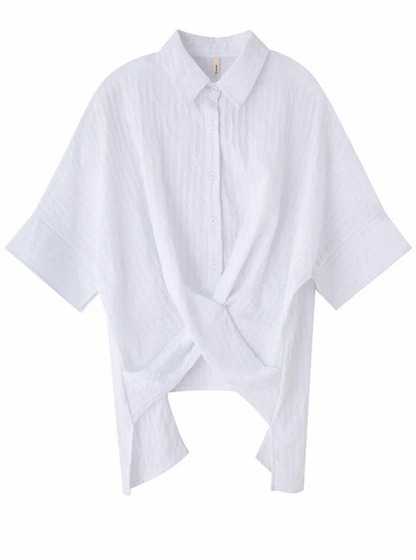 Marga Short Sleeve Blouse in White | Marigold Shadows