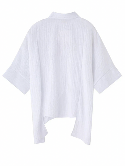 Marga Short Sleeve Blouse in White | Marigold Shadows