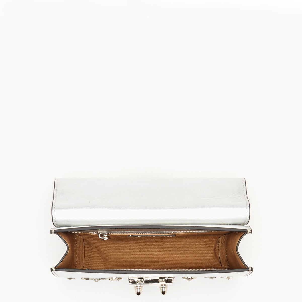 The Hollywood Studded Leather Crossbody Bag in Silver